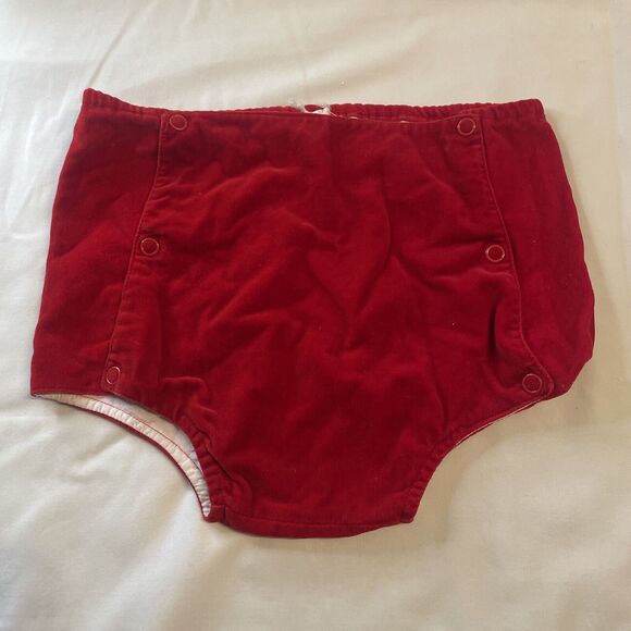 Vintage Baby Girls/Boys Toddler Big Kid Diaper Cover Bloomers Red Velvet Snaps - Picture 1 of 7